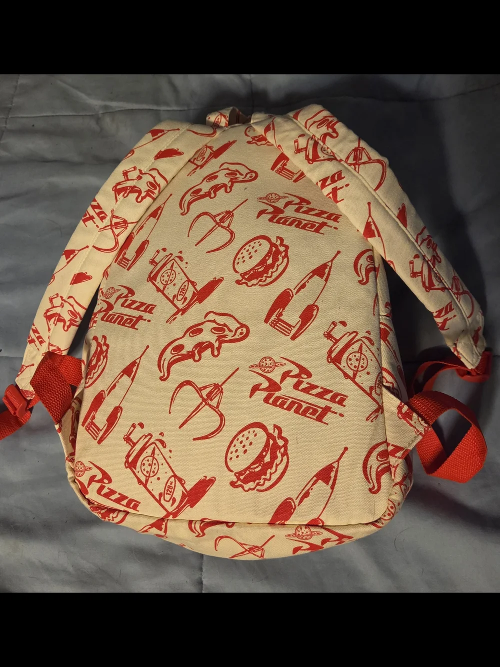 Disney Loungefly Pizza Planet Canvas Backpack w/Pizza Planet Antibac Case NWOT - Picture 2 of 12